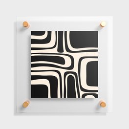 Palm Springs - Midcentury Modern Abstract Pattern in Black and Almond Cream  Floating Acrylic Print