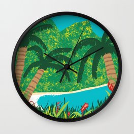 Tropical Island Getaway Wall Clock