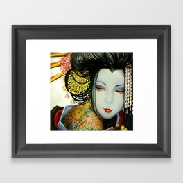 Little fish tattooed geisha girl Framed Art Print