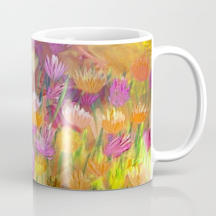 Field of Flowers in Yellow and Pink Coffee Mug