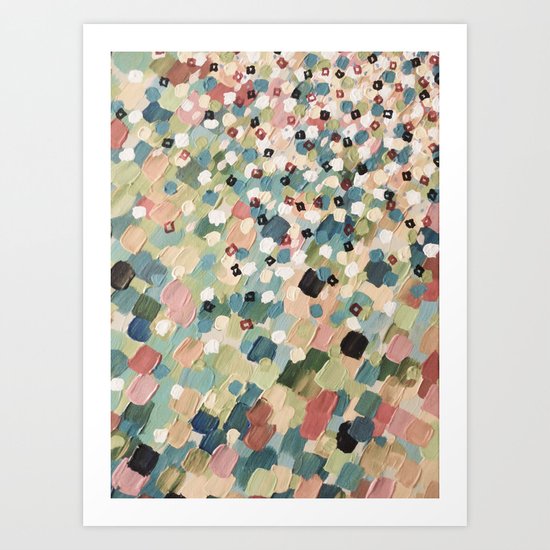 SWEPT AWAY 4 - Lovely Shabby Chic Soft Pink Ocean Waves Mermaid Splash Abstract Acrylic Painting Art Print