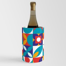 Minimalist Memphis Bauhaus Geometric Flowers Wine Chiller