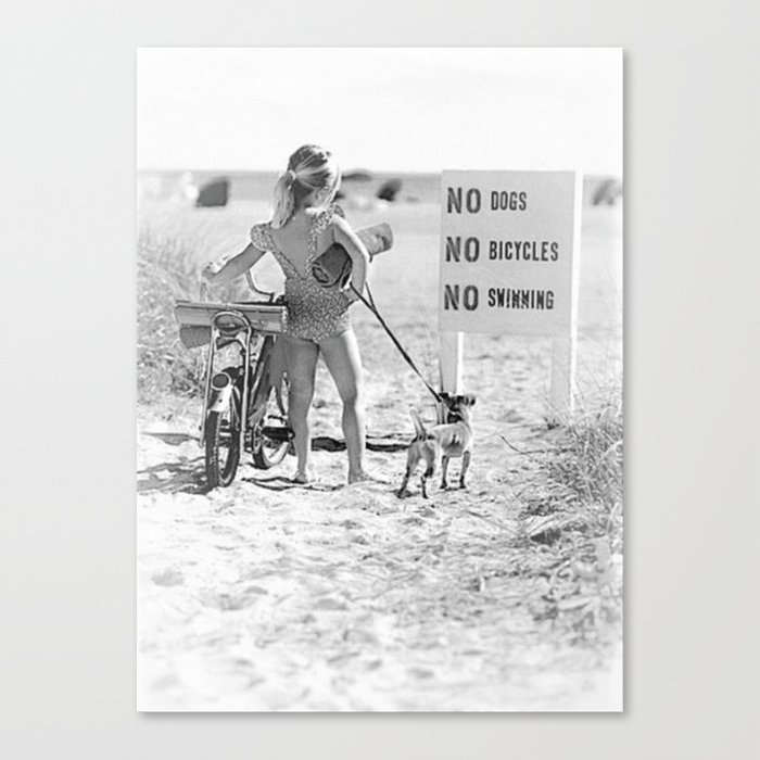 Girl ... It's Just Going to be One of Those Days black and white beach photograph Canvas Print