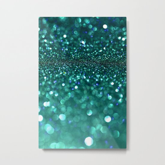 turquoise glitter Metal Print