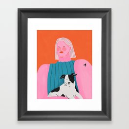 Girl and Dog Framed Art Print