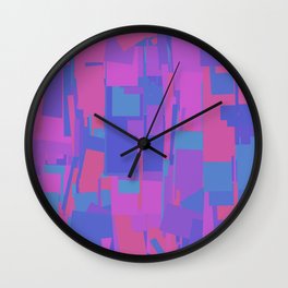 Abstract Cityscape Hot Pink & Blue Wall Clock