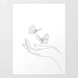 Butterflies on the Palm of the Hand Art Print
