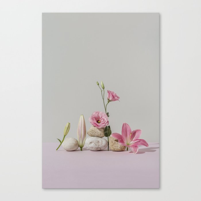 Lily flower and lisianthus Canvas Print