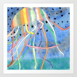 Rainbow Colored Jelly Fish Art Print