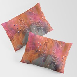 Fuchsia Messy Brushstrokes, Arches Abstract Painting  Pillow Sham