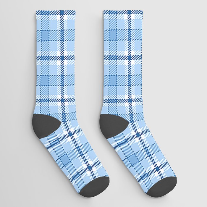 Light Blue Tartan Gingham Plaid Socks