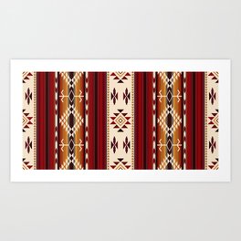 Amber Fire Vertical Tribal Blanket Stripes Art Print