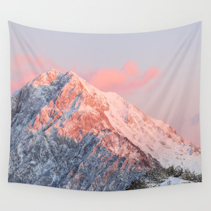 Pink mountain tapestry sales