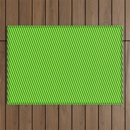[ Thumbnail: Forest Green & Light Green Colored Lines Pattern Outdoor Rug ]