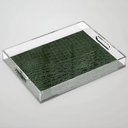 Green faux leather pattern Acrylic Tray