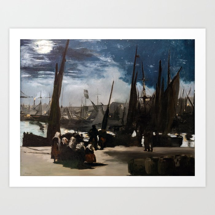 Edouard Manet - The Port of Boulogne by Moonlight Art Print