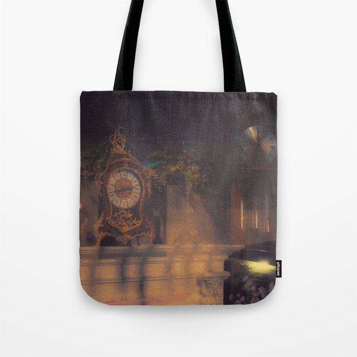Vintage Clock in an Antique Store Window Tote Bag