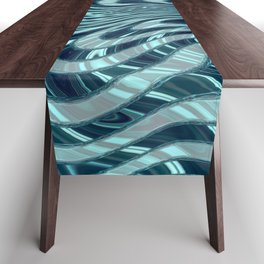 Blue Psychedelic Line Wave Table Runner