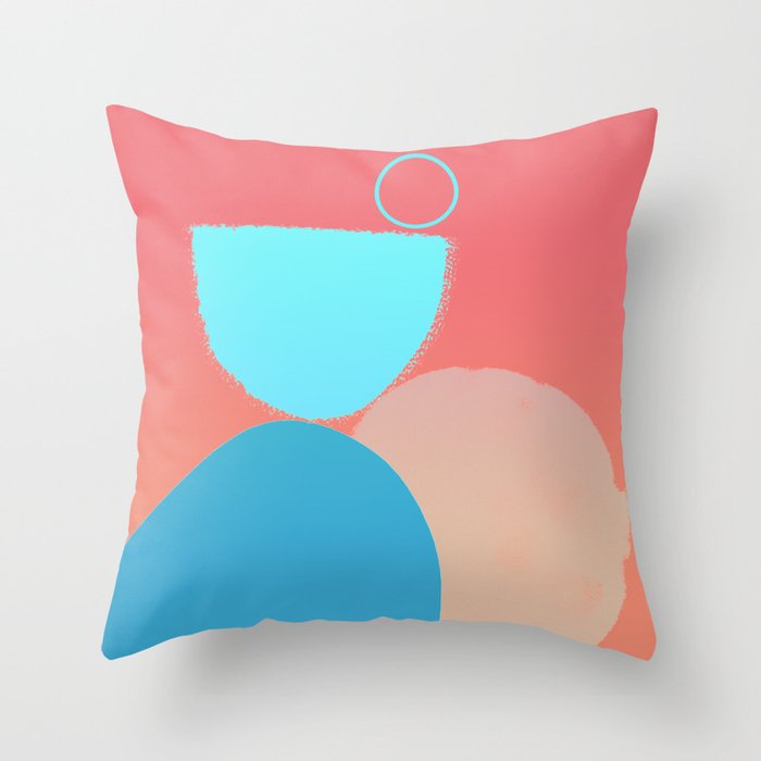 80s Arches and Circles Balance Peach Throw Pillow