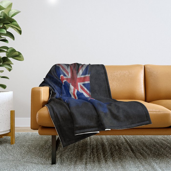 New Zealand flag brush stroke, national flag Throw Blanket