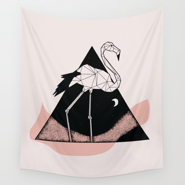 Flamingo in straight lines Wall Tapestry