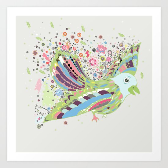 Flying with flowers Art Print