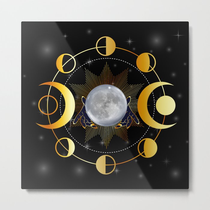 Full moon and triple goddess in hands of Gypsy  Metal Print