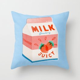 Strawberry Milk Throw Pillow