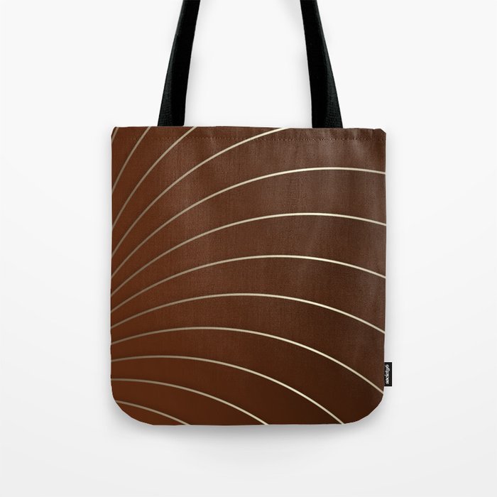 Golden Lines on Chocolate Gradient Background, Elegant Design Tote Bag