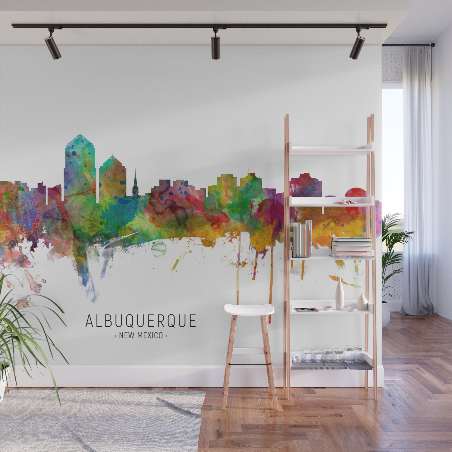 Albuquerque New Mexico Skyline Wall Mural By Artpause Society6