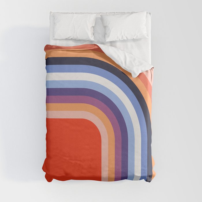 70s Stripes Rainbow 2 Duvet Cover