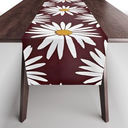 Hand-Painted Abstract Daisies Table Runner