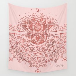 Sacred Lotus Mandala – Rose Gold & Blush Palette Wall Tapestry