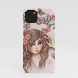 Paper Butterflies with girl iPhone Case