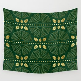 Emerald Art Deco Fan Wall Tapestry