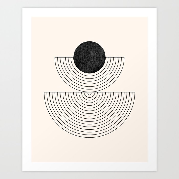 Balance Geometric Shapes, Black and White Geometric Design Minimalist Art Art Print
