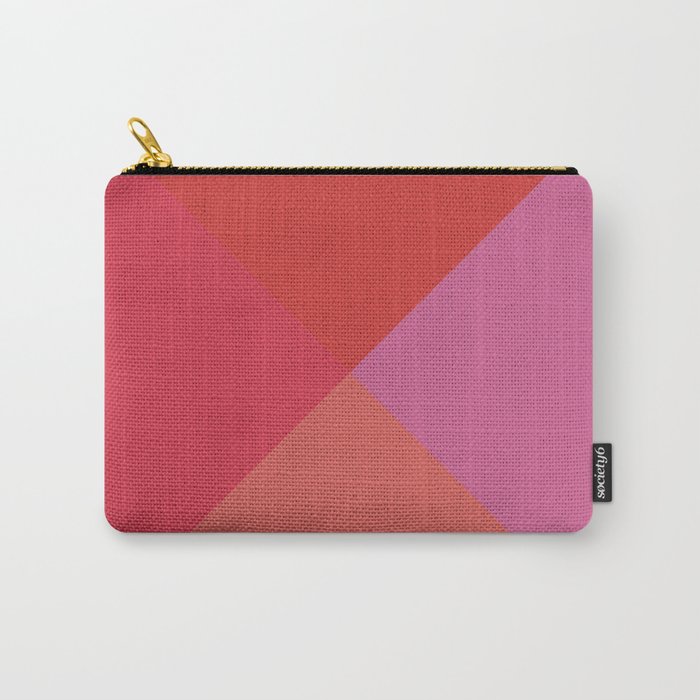 Aina - Red and Pink Geometric Triangle Shaped Square Art Pattern Carry-All Pouch