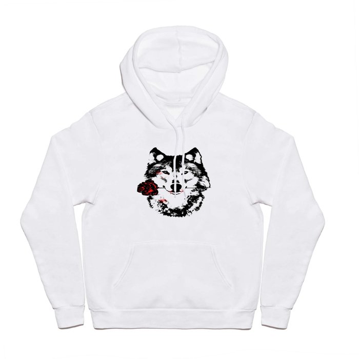 Wolf blood stained, holding a red rose. Hoody