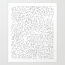 grey spots minimalist decor modern gifts grey and white polka dot brushstroke painting Art Print