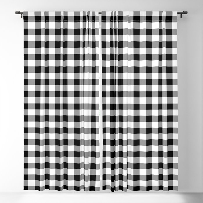 Classic Black & White Gingham Check Pattern Blackout Curtain