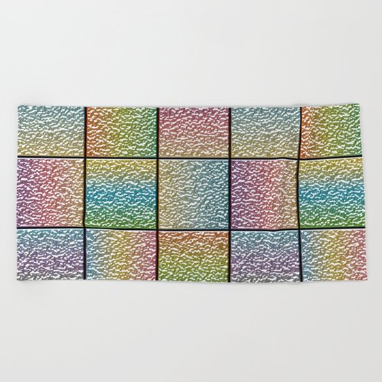 Pastel Rainbow Chrome Tiles Beach Towel