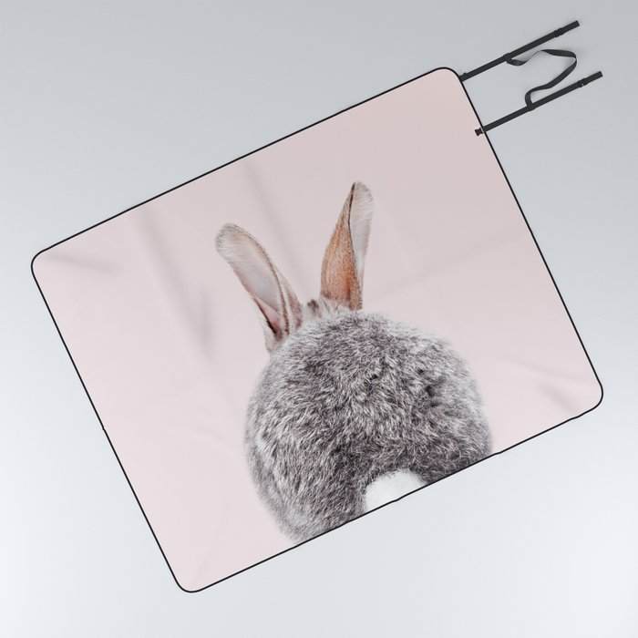 Grey Bunny, Bunny Tail, Baby Rabbit, Pink, Kids Art, Baby Animals Art Print By Synplus Picnic Blanket