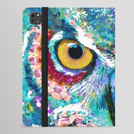 Colorful Horned Owl Art - Night Animal - Sharon Cummings iPad Folio Case