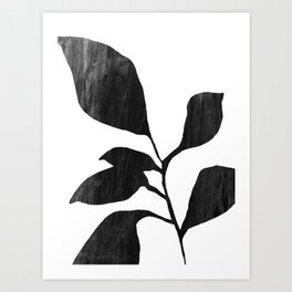 Black and White Watercolor Plant Silhouette 6 Art Print