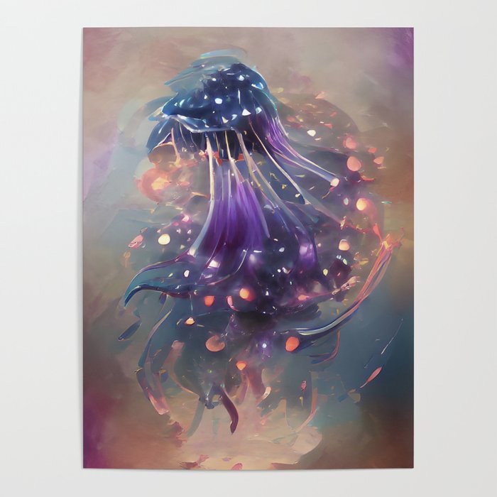 Colourful Abstract AI Art Jellyfish Poster