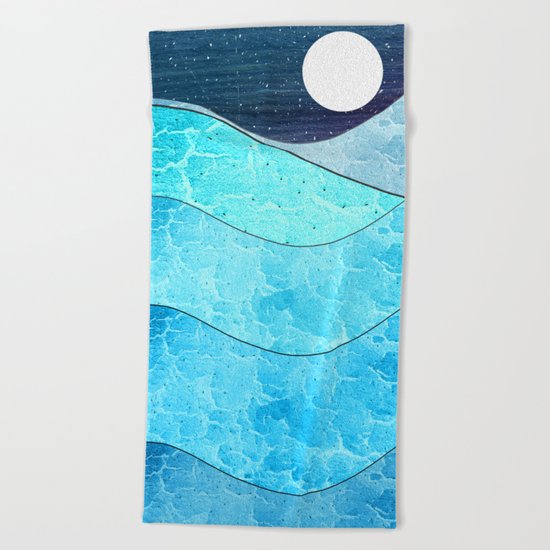 Ice Blue Waves Beach Towel
