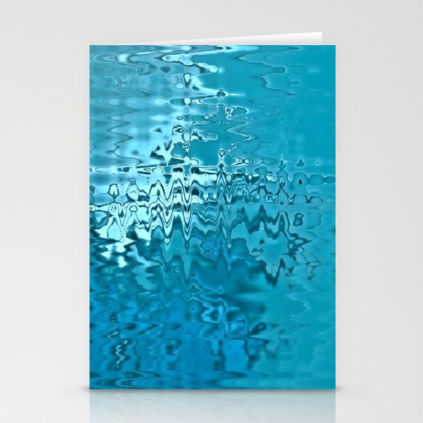 Aquatic Elegance: Cyan Blue Water Wave Stationery Cards