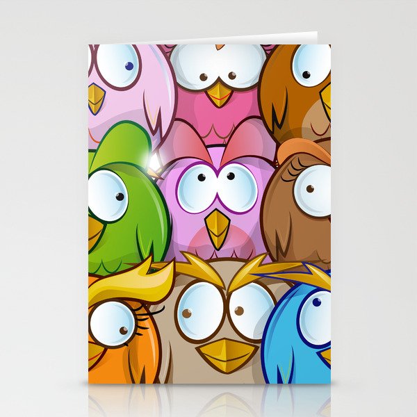 funny owl cartoon background Stationery Cards