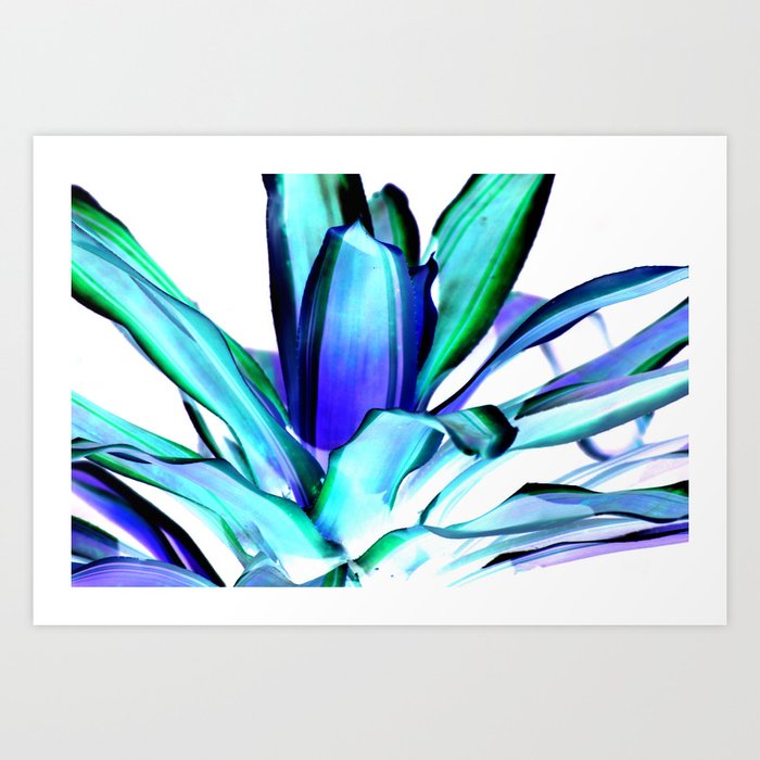 Elegant Plant Leaves Aqua Mint Blue Violet Art Print