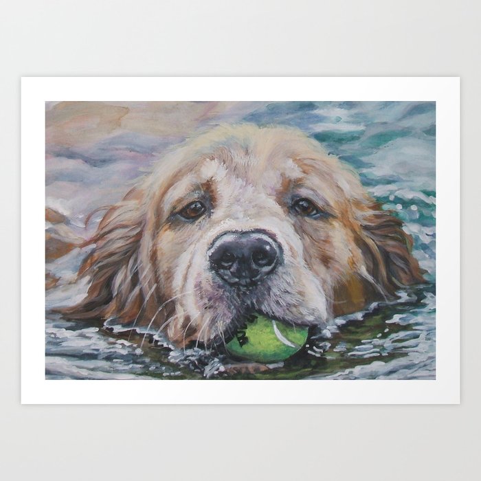 Golden Retriever Dog Portrait Painting By L A Shepard Fine Art Art